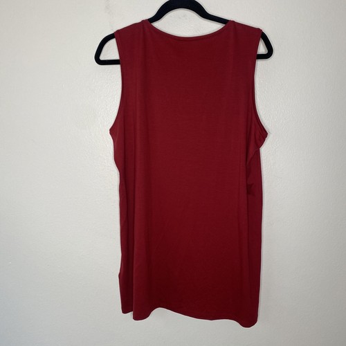 Eileen Fisher Womens Scoop Neck Tank Top Red Cranberry Wine Large New - Picture 4 of 4