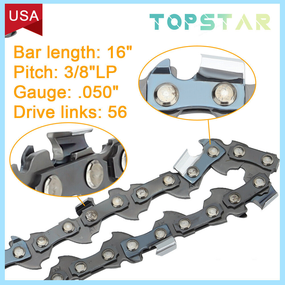 2 Pack 16" Chainsaw Chain 3/8"LP .050" 56DL for Wen 4017 Ryobi RY3716