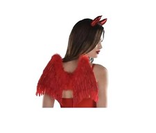 Amscan Small Red Devil Bird Wings Feather Halloween Costume Teen Adult Accessory