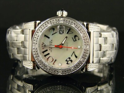 Mens Aqua Master Stainless Steel 0.16CT Diamond 32mm Signature Watch