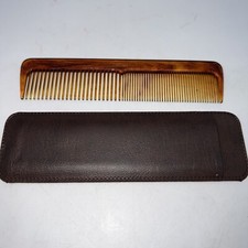 Vintage Stanley Home Products STANITE Amber Colored Comb In Brown Nylon Sleeve