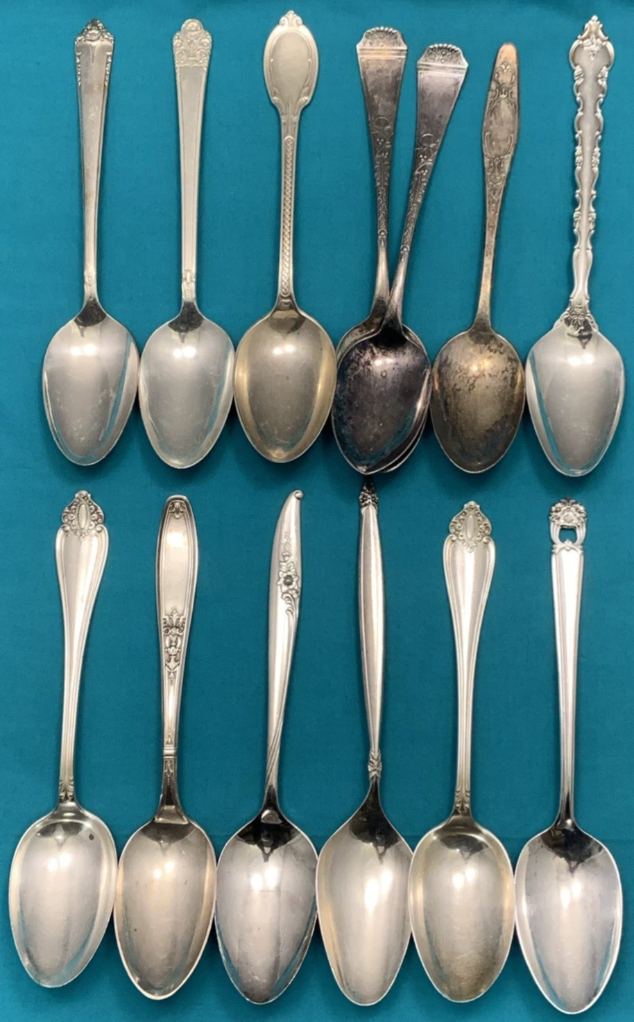 13 Pc Silverplated SERVING SPOONS Antique to Vintage Pattern Mix