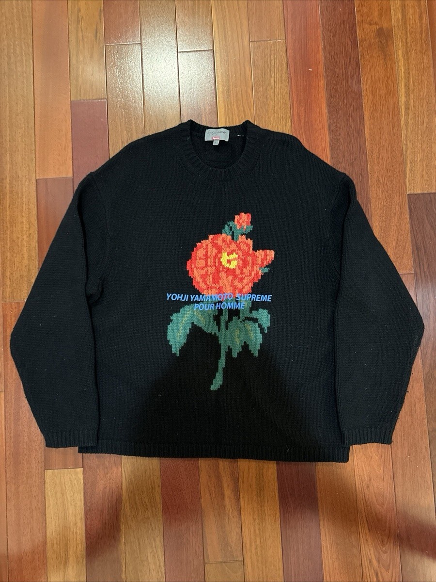 Worn 2x Supreme X Yohji Yamamoto Sweater Rose FW20 - Size Worn 2x Supreme X Yohji Yamamoto Sweater Rose FW20 - Size