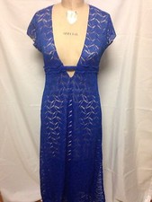 Miken Crochet Coverup Maxi Dress S Royal I9278K337 NWT