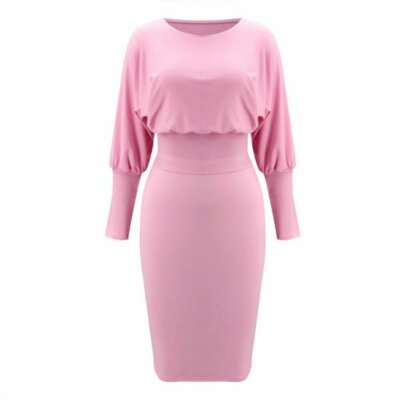light pink long sleeve sweater dress Midi Sweater Dress - Pink Sweater Dress - Surplice Knit Dress