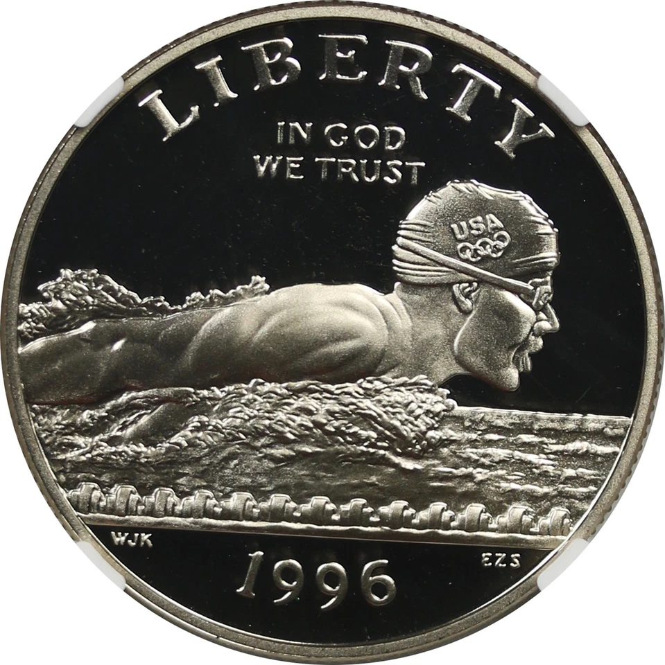 1996-S Olympics Swimming 50C NGC Mint Error PF69 Ultra Cameo Modern Half Dollar  - Image 4 of 4