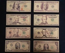 8 banconote Americane Dollari in Lamina Dorate
