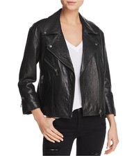 Joie Womens Viva La Femme Leather Jacket, Black, Small