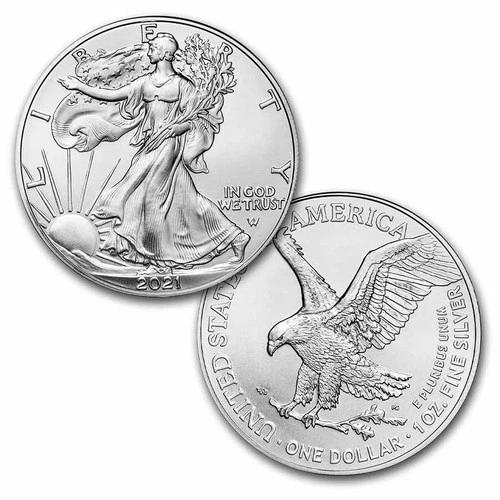 2021, 1 oz American Silver Eagle BU 1 coin Uncirculated in Capsule