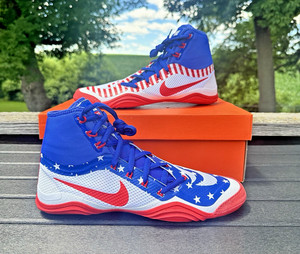 NIKE HYPERSWEEP WRESTLING SHOES - ROYAL/RED/WHITE - SIZE 10