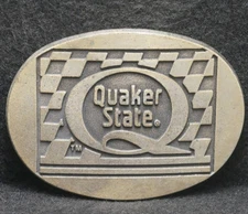 XB21129 VINTAGE 1970s ***QUAKER STATE*** AUTOMOTIVE OIL COMPANY MENS BELT BUCKLE