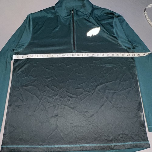 Camicia Majestic Philadelphia Eagles 1/2 zip manica lunga uomo XL logo verde -4685 - Foto 10 di 18