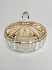 Vintage Anchor Hocking Glass Rare Smokey Rose Crystal Lid Covered Serving Dish