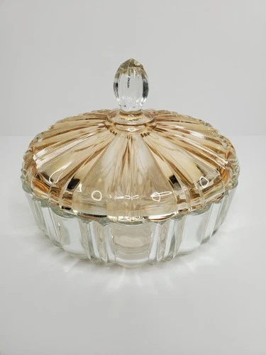Vintage Anchor Hocking Glass Rare Smokey Rose Crystal Lid Covered Serving Dish