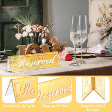 12 Pcs Gold Reserved Table Signs, Double-Sided Reserve Signs for Tables, Acry...