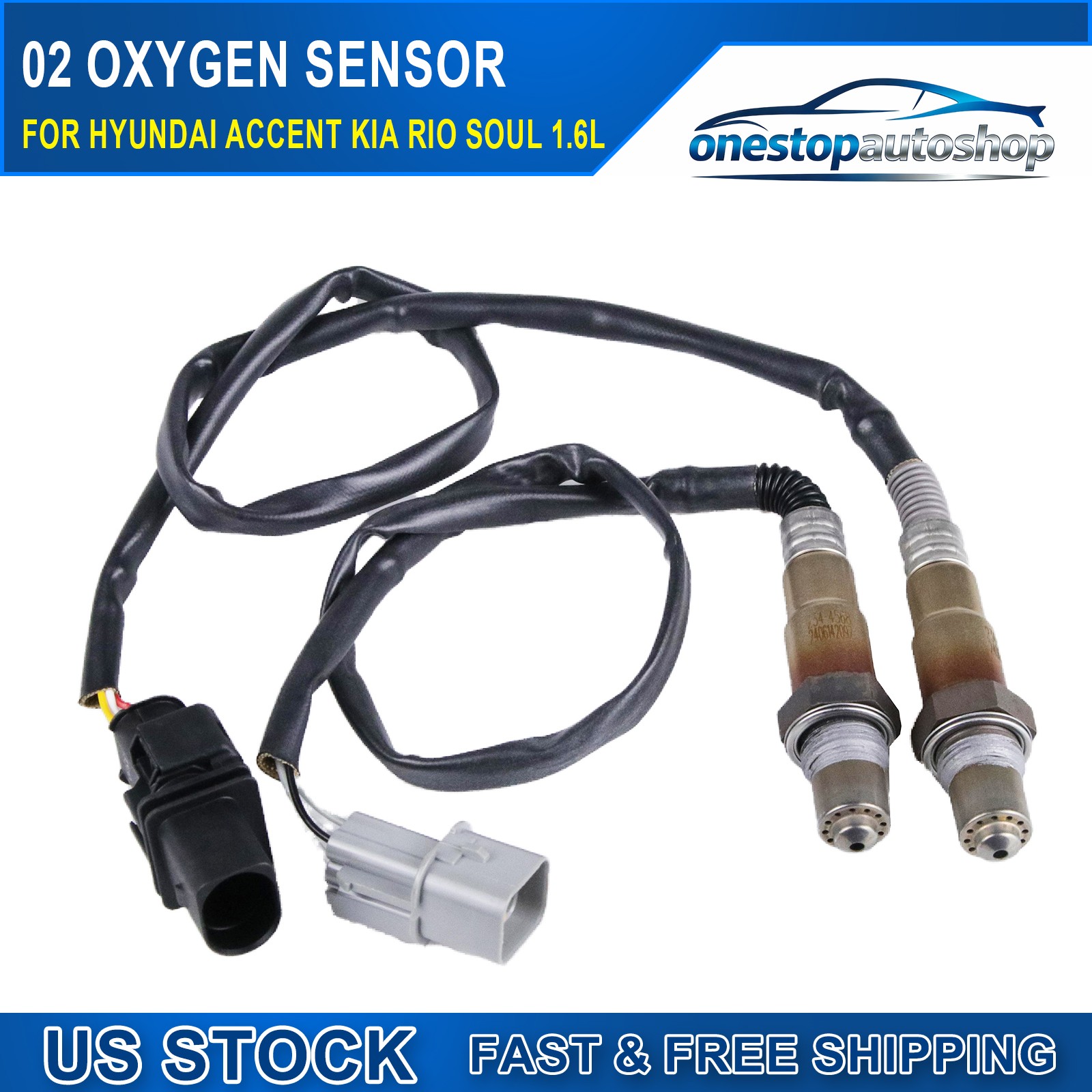 2PCS Up & Downstream Oxygen Sensor O2 For 2012-2018 Kia Rio Soul 1.6L 234-5055