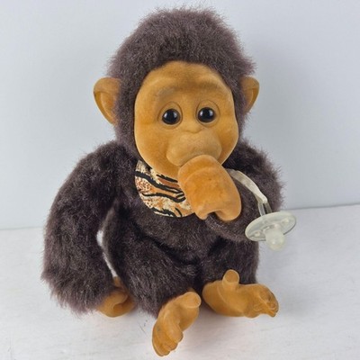 Hosung Baby Monkey Pacifier Plush Stuffed Thumb Sucking Flocked Face Hands