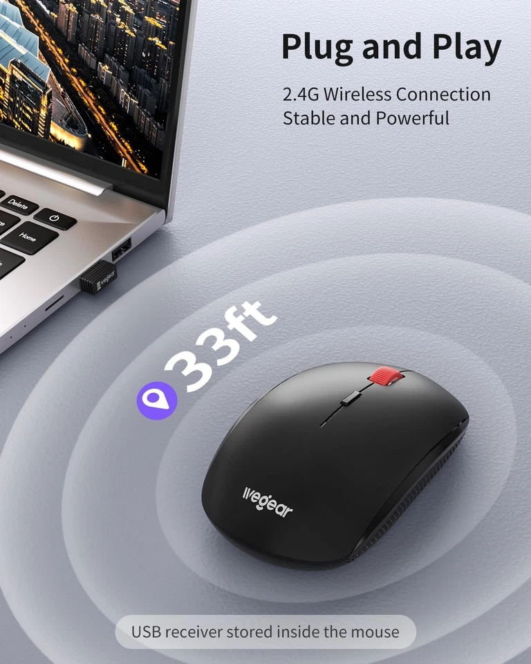 Wireless Mouse, 2.4G Slim Mini Cordless Computer Mouse, Ergonomic Grips, 5-Level - Image 2 of 4