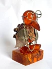 Hand-Carved Amber Resin Raven Crow Figurine Gothic Totem Bird Sculptur 195