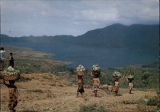 Bali Indonesia Batur Lake Mt Abang vintage postcard sku191