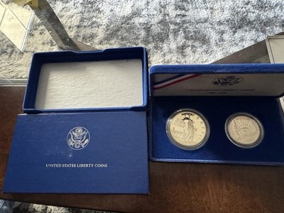 1986 S STATUE OF LIBERTY PROOF COMMEMORATIVE 2 COIN SET W/ OGP