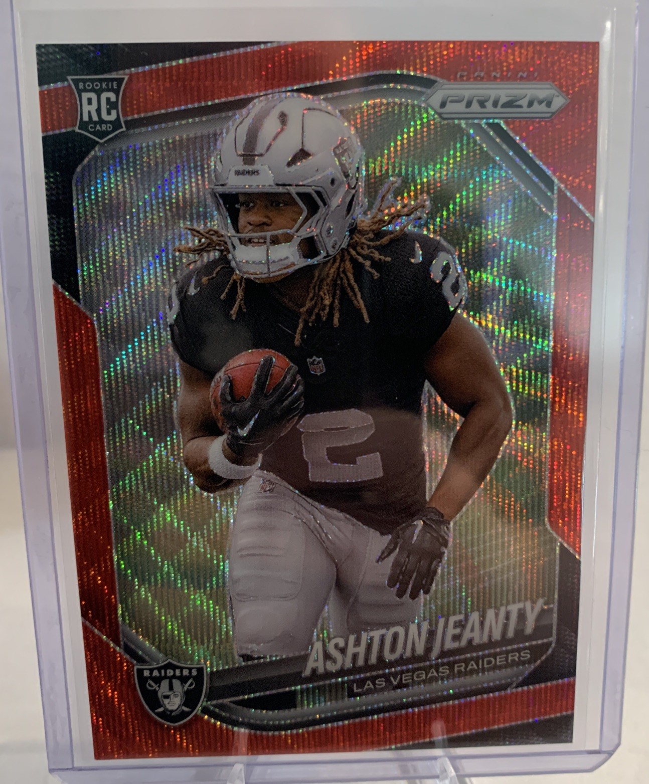 2025 Panini Prizm Ashton Jeanty Rookie #315 Red Wave /149 Las Vegas Raiders