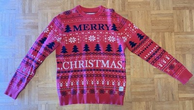 Marks and Spencer Merry Christmas Slogan Pullover für Herren - Rot, Gr. M
