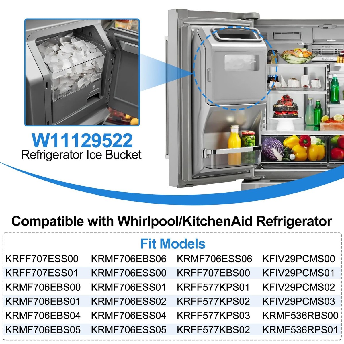 Kitchenaid Ice Maker Replacement Upgraded Refrigerator Ice Bucket