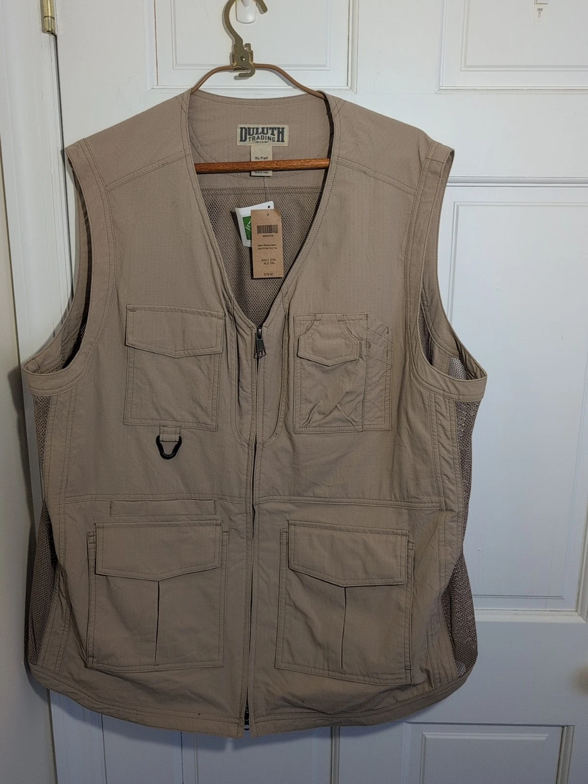 Duluth Trading Co Working Mans Vest Khaki Utility Fishing Camping Size XL Tall