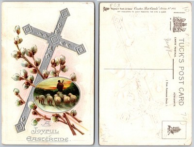 Shepherd and Flock Easter Cross Postcard