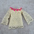 Barbie Mattel Vintage Lace Doll Top Ivory Pink Floral Trim Boho 70s Lace Caper