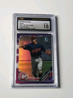 Bowman Draft Chrome 2019 Tyler Freeman Guardians Purple MLB /250 CSG 10