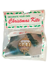 Merri Mac Christmas Ornament Kit Millennium Gold and White Beaded Vintage