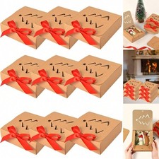 10PCS Christmas Gift Box With Lids Kraft Paper Gift Box With Ribbon Christmas Tr