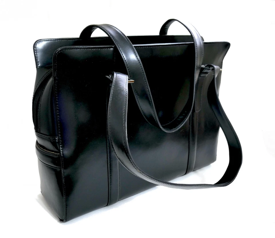 Bolso grande Franklin Covey para computadora portátil cartera maletín mensajero bonito aspecto de cuero  Foto 3 de 4