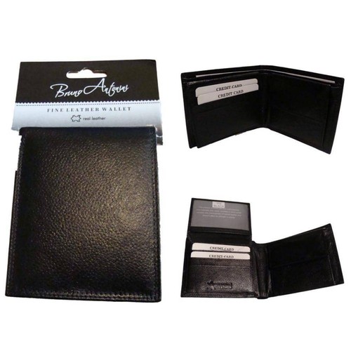 Men's Black Leather Bifold Wallet, Bruno Antonini, Coin Purse/Credit Cards, 112 - 第 1/5 張圖片