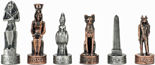 WE Games Pewter Egyptian Chess & Checkers Set, Black Stained Wood Board, 15 in. - 第 3/7 張圖片