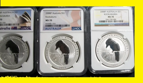 2008  Australia Kookaburra RARE low pop perfect NGC MS 70 prfct pictured