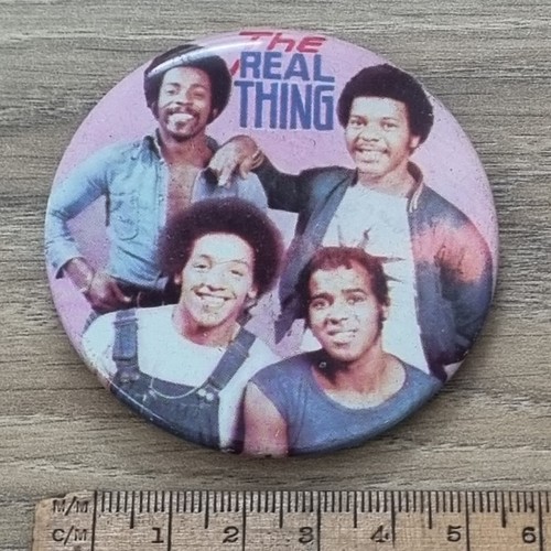 THE REAL THING Band Large Round Badge Original from the 1970s FUNKY - Picture 2 of 3