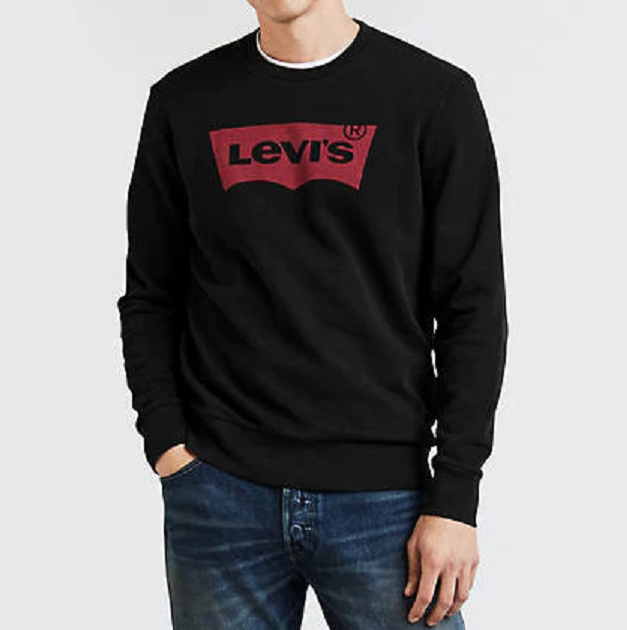 Men's LEVI'S Black Red Logo Crewneck Sweatshirt Size Large NWT