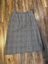 Sports Galore 100 Wool Skirt Black White Plaid Red Accent Midi Lined VTG