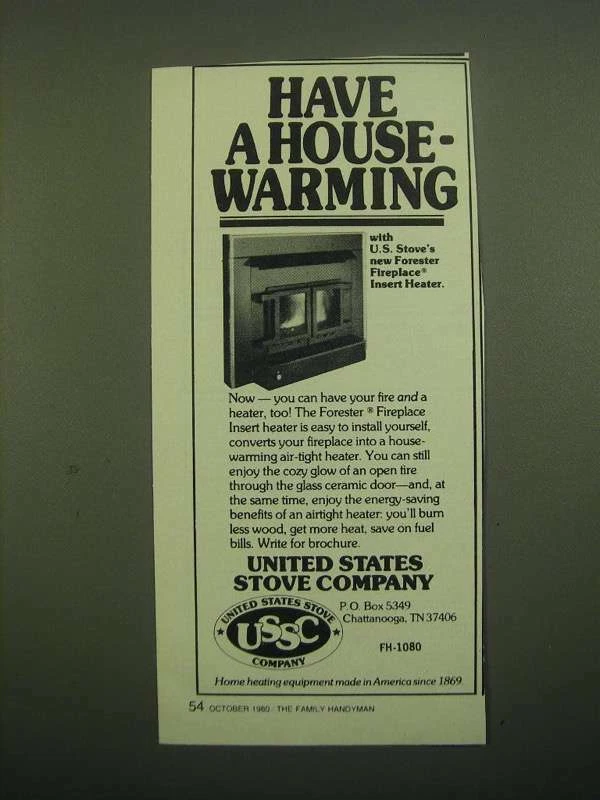 1980 USSC United States Stove Company Forester Fireplace Insert Heater Ad |  eBay