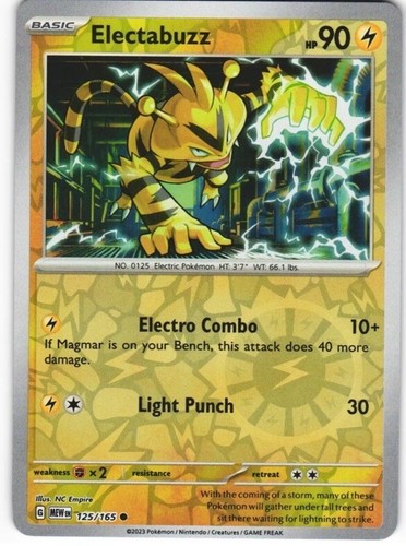 2023 Near Mint Pokemon Electabuzz 125/165 Reverse Scarlet Violet 151 English