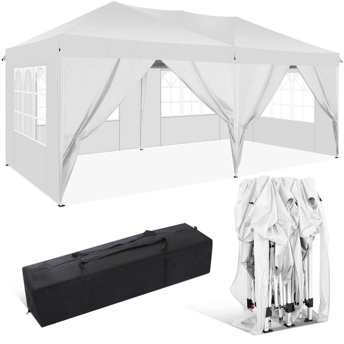 10x20 Heavy Duty Pop Up Canopy Commercial Tent Waterproof Gazebo Outdoor  Anti UV