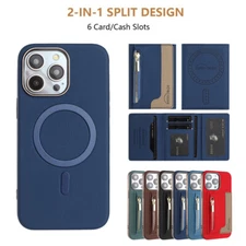 For iPhone 16 Pro Max 11 12 13 14 15 PU leather mobile phone case with magnet