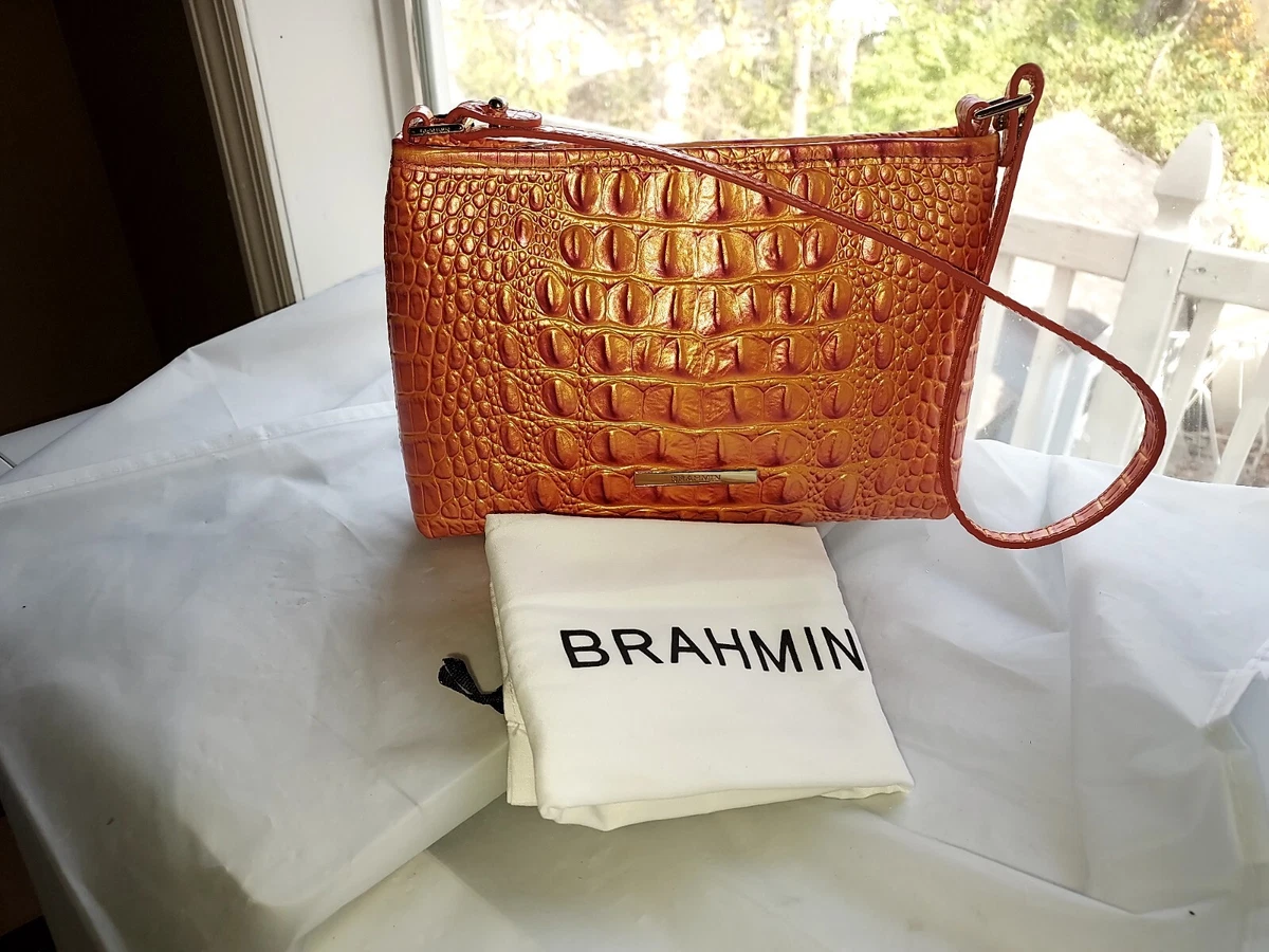 Brahmin Lorelei Dusty Orange Small Melbourne Leather Bag Crossbody Purse New