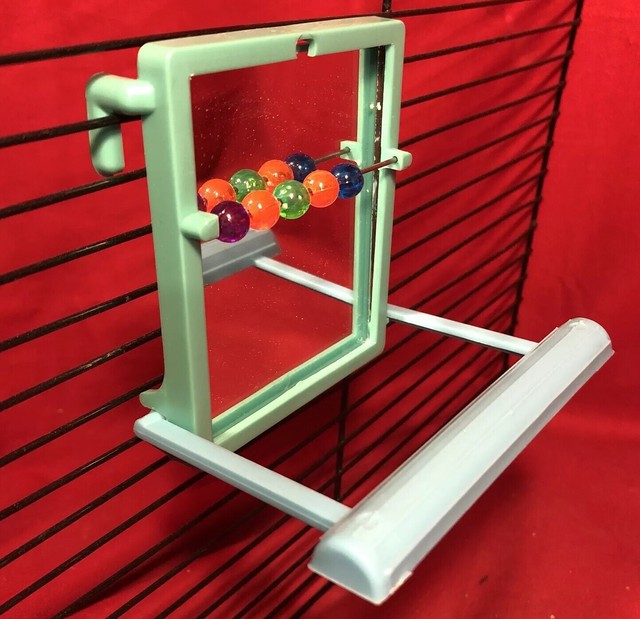 Bird Mirror & Perch Beads Interactive Bird Toy Budgie Canary Cockatiel