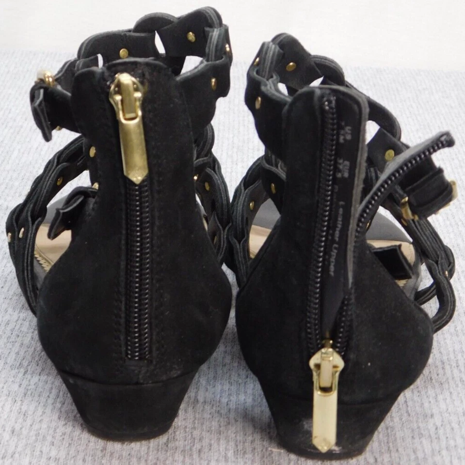 Sandalia Sam Edelman Draper Cage cuña gamuza negra para mujer 7,5 correas tejidas Foto 4 de 4