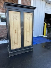 heavy duty solid wood construction armoire  painted wardrobe hanging 82” tall