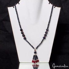 200 Cts Natural Sapphire Ruby Round Beads Handmade Designer Necklace 18 in